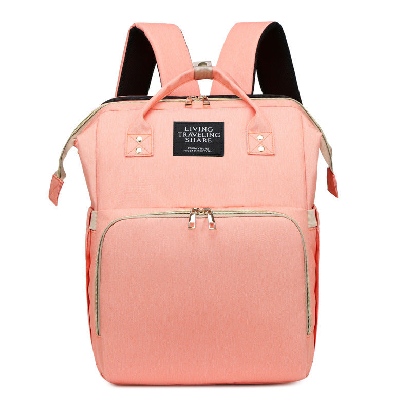 Multifunctional Maternity Diaper Backpack with Foldable Baby Crib & Mosquito Net