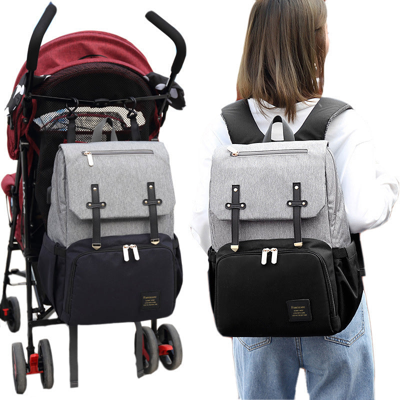 Waterproof Mummy Backpack with USB & Stroller Hooks – Large Capacity