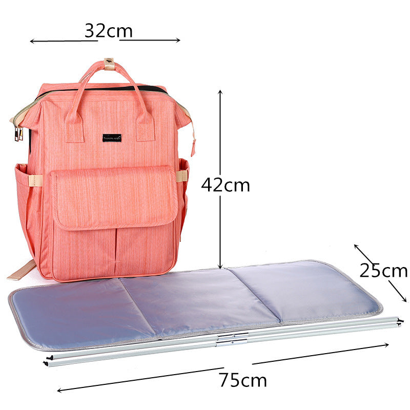 900D Oxford Mommy Backpack with Folding Baby Bed – Durable & Spacious