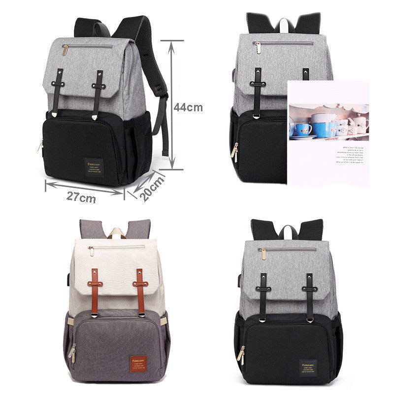 Waterproof Mummy Backpack with USB & Stroller Hooks – Large Capacity