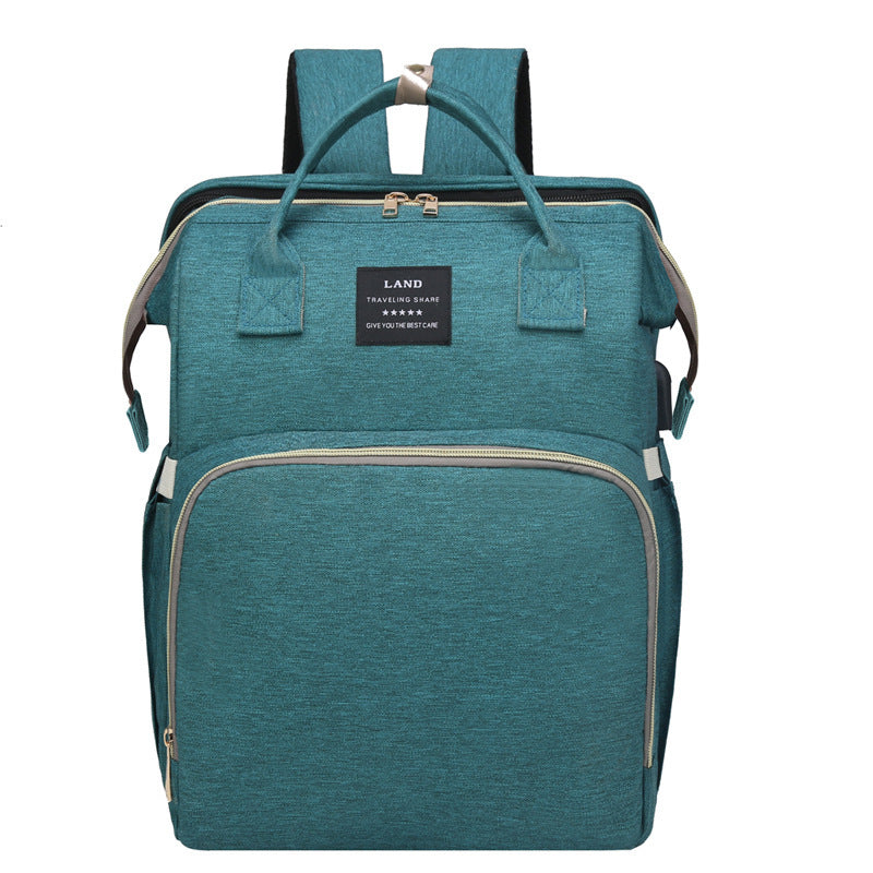 Multifunctional Maternity Diaper Backpack with Foldable Baby Crib & Mosquito Net