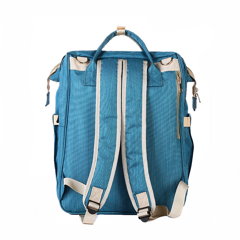 900D Oxford Mommy Backpack with Folding Baby Bed – Durable & Spacious