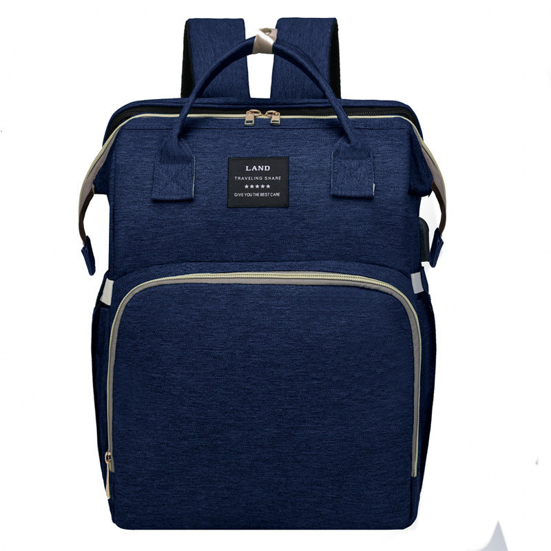 Multifunctional Maternity Diaper Backpack with Foldable Baby Crib & Mosquito Net