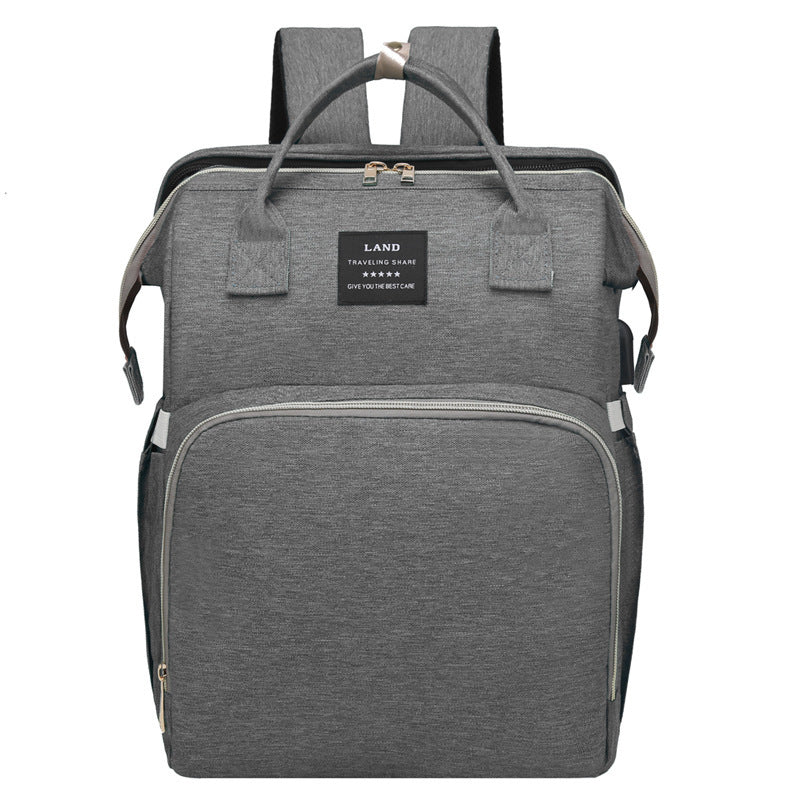 Multifunctional Maternity Diaper Backpack with Foldable Baby Crib & Mosquito Net