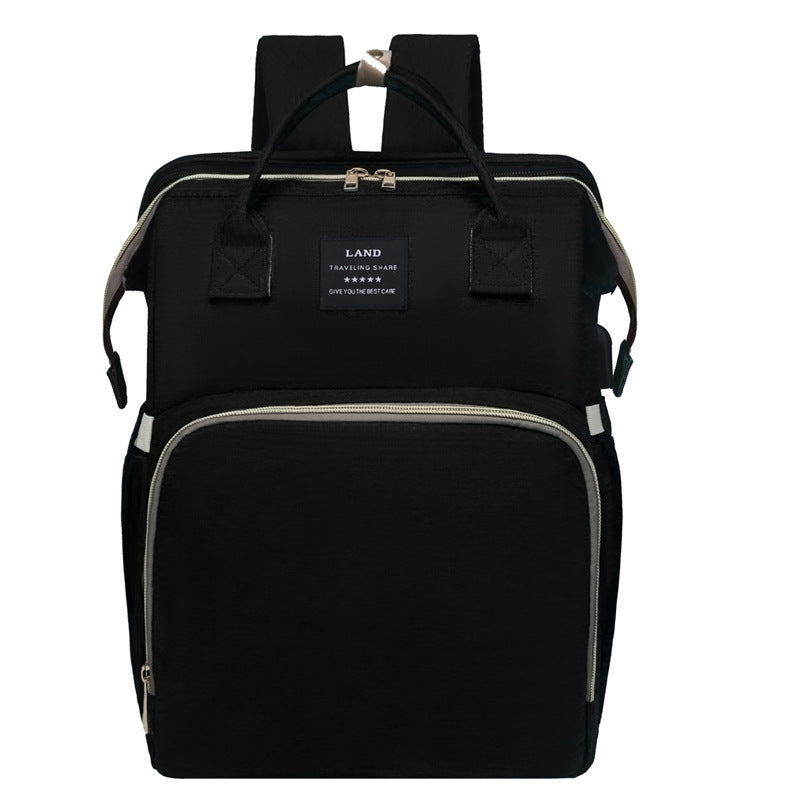 Multifunctional Maternity Diaper Backpack with Foldable Baby Crib & Mosquito Net