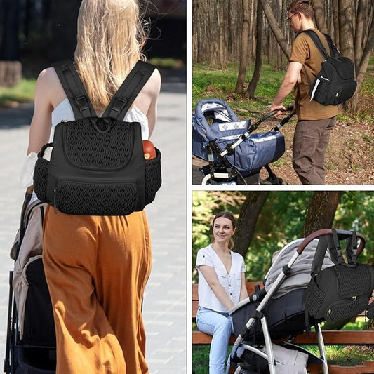 Multifunctional Quilted Diaper Bag – Breathable & Expandable with Curved Straps