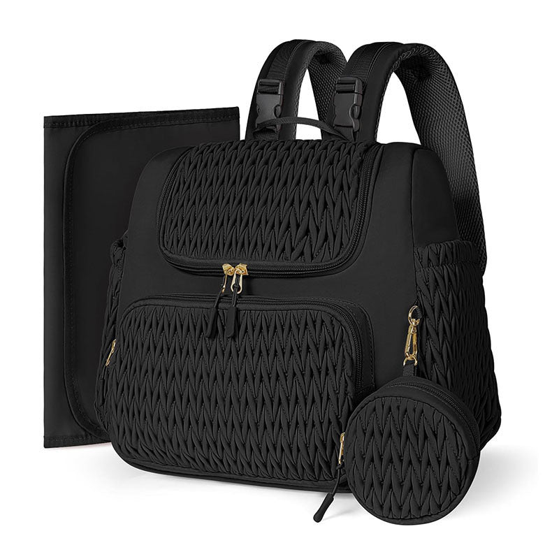 Multifunctional Quilted Diaper Bag – Breathable & Expandable with Curved Straps