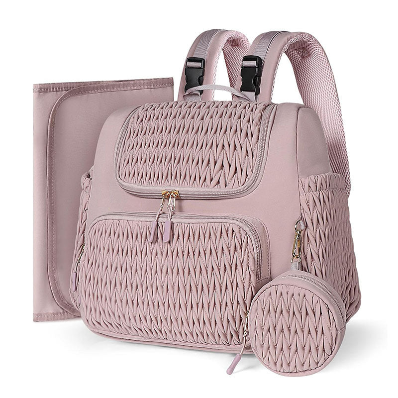 Multifunctional Quilted Diaper Bag – Breathable & Expandable with Curved Straps