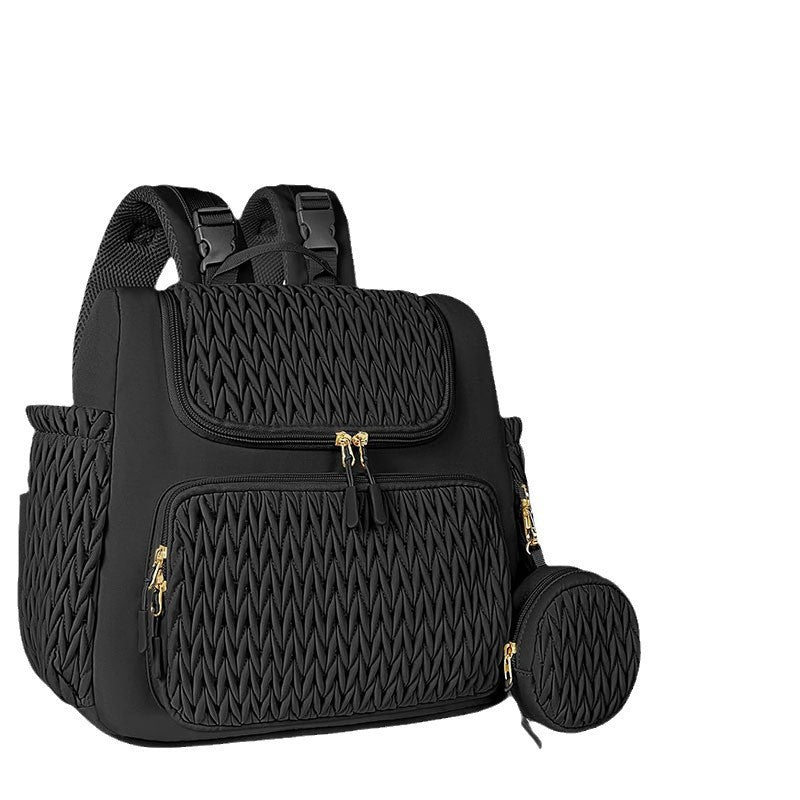 Multifunctional Quilted Diaper Bag – Breathable & Expandable with Curved Straps