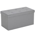 Storage Ottoman Bench, 89L PU Leather Folding Foot Rest Stool, End Of Bed Bench, Easy Assembly, For Living Room, Bedroom, Entryway, Grey